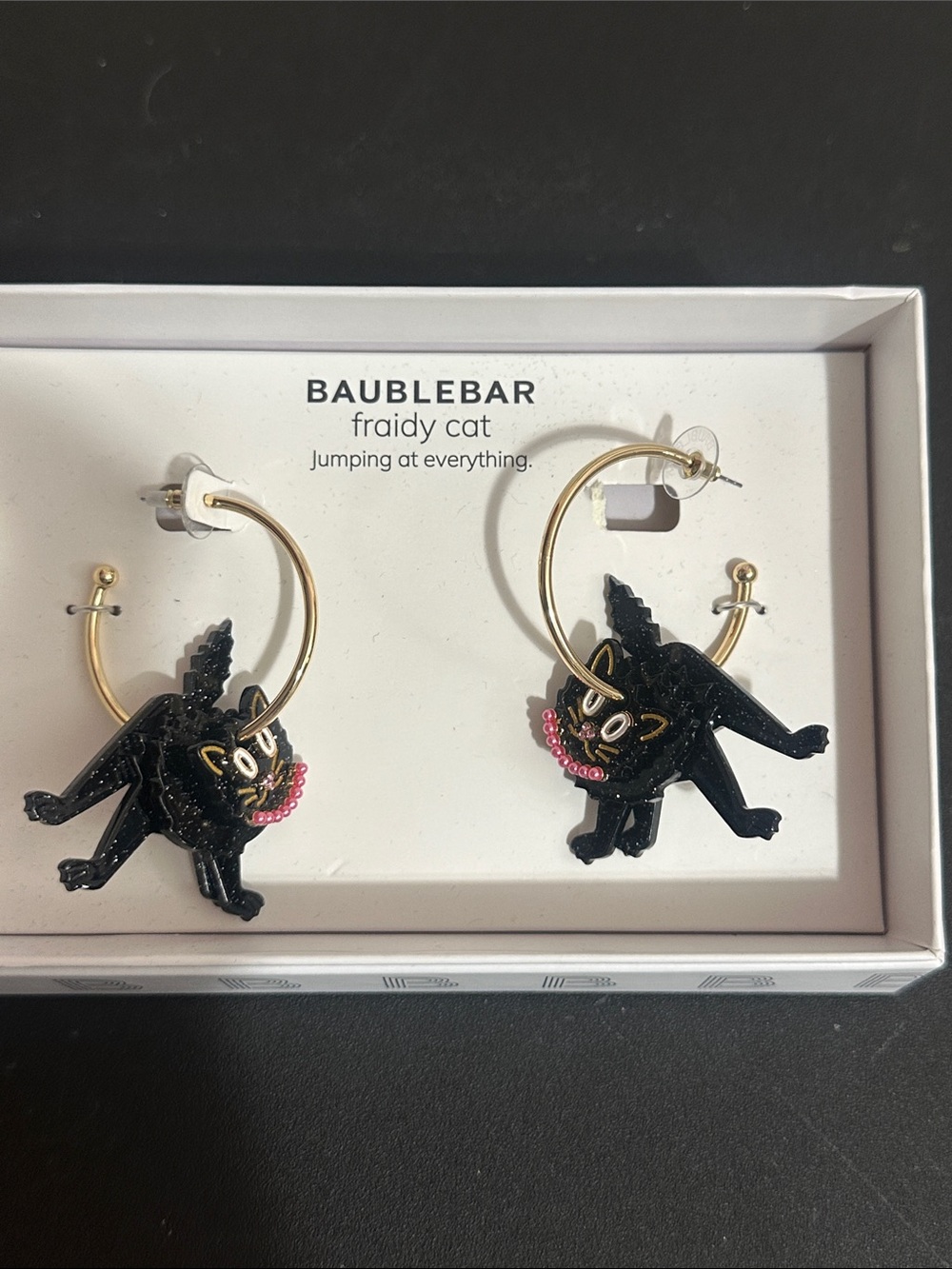 Baublebar fraidy cat jumping at everything hoop earrings